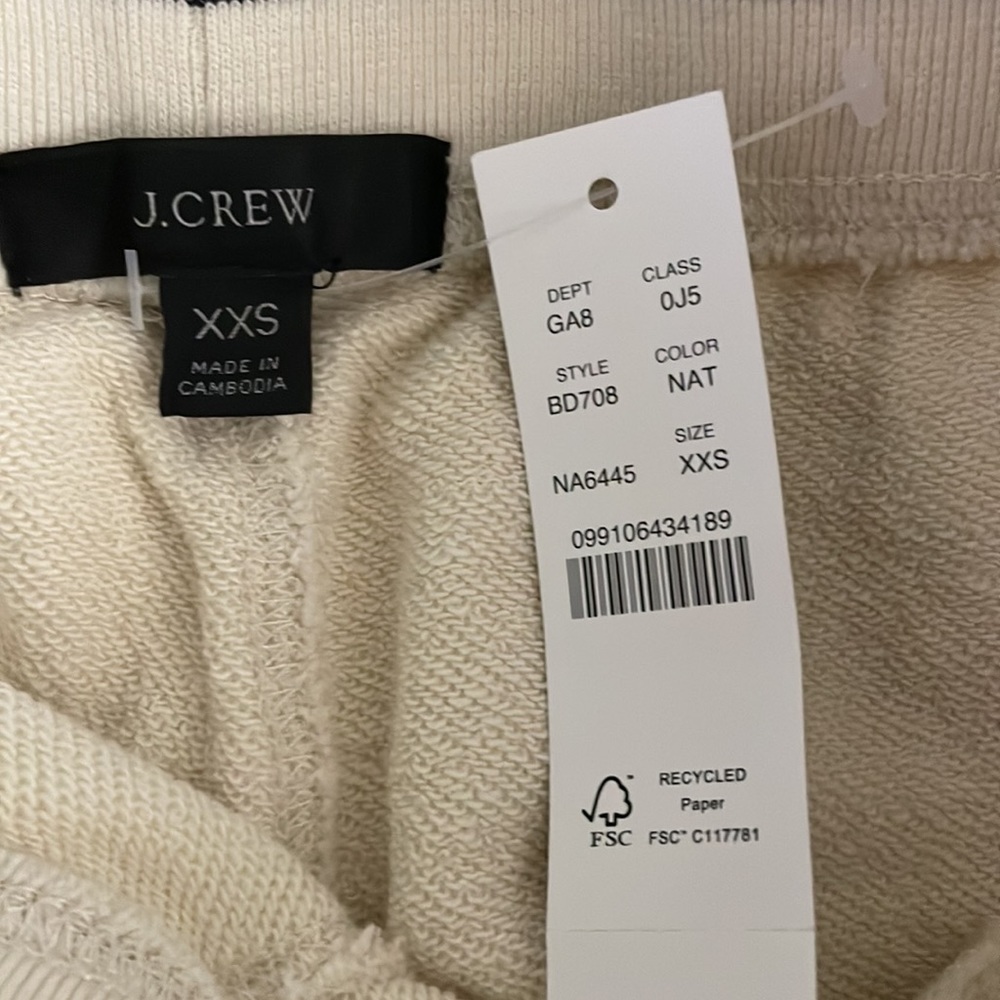J Crew University terry sweatpants Jogger striped cuffs size XXS NWT - Picture 7 of 10
